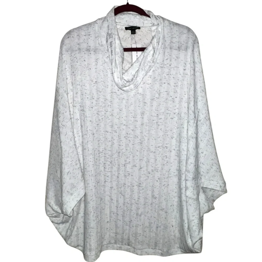 𝐋𝐀𝐍𝐄 𝐁𝐑𝐘𝐀𝐍𝐓 | NWT COWL NECK RIBBED KNIT PONCHO PULLOVER TOP - Picture 4 of 11